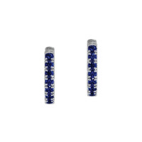 0.38 Ct.Tw. Blue Sapphire Hoops Earrings, 14K White Gold Video