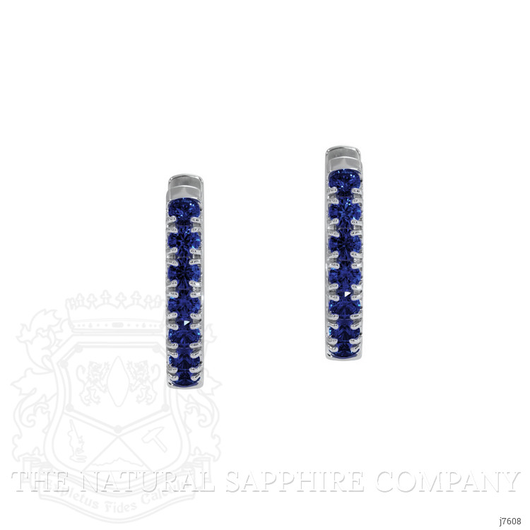 0.38 Ct.Tw. Blue Sapphire Hoops Earrings, 14K White Gold