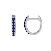 0.38 Ct.Tw. Blue Sapphire Hoops Earrings, 14K White Gold Image