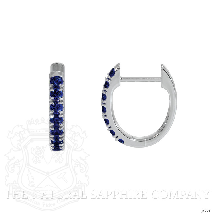 0.38 Ct.Tw. Blue Sapphire Hoops Earrings, 14K White Gold