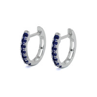 0.38 Ct.Tw. Blue Sapphire Hoops Earrings, 14K White Gold Image