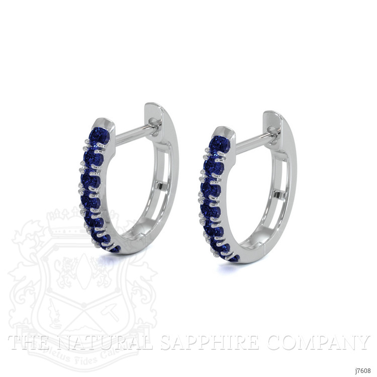 0.38 Ct.Tw. Blue Sapphire Hoops Earrings, 14K White Gold