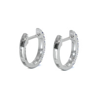 0.38 Ct.Tw. Blue Sapphire Hoops Earrings, 14K White Gold Image