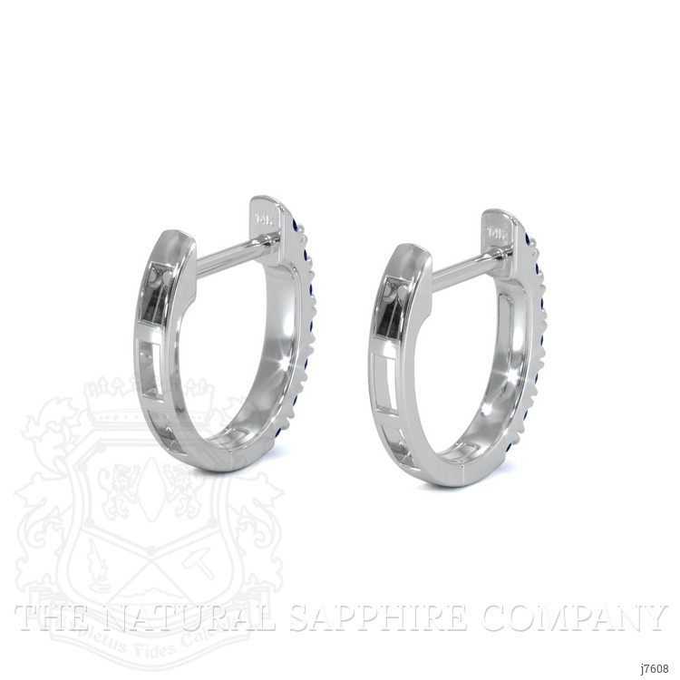 0.38 Ct.Tw. Blue Sapphire Hoops Earrings, 14K White Gold