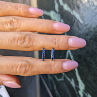 0.38&nbsp;Ct.Tw.Total Carat Weight Blue Sapphire Hoops Earrings, 14K White Gold Life Style