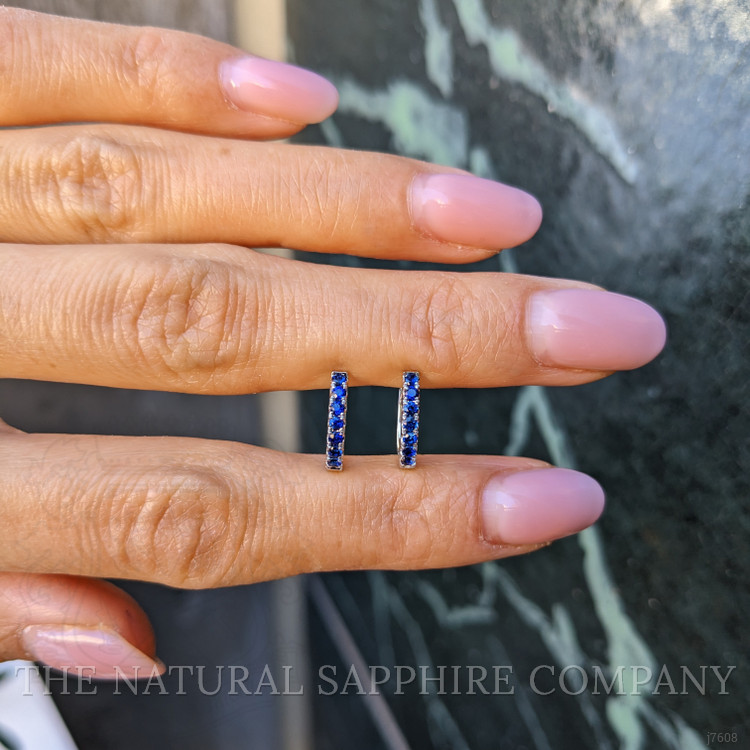 0.38 Ct.Tw. Blue Sapphire Hoops Earrings, 14K White Gold