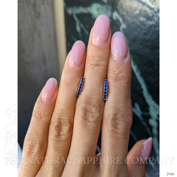 0.38 Ct.Tw. Blue Sapphire Hoops Earrings, 14K White Gold