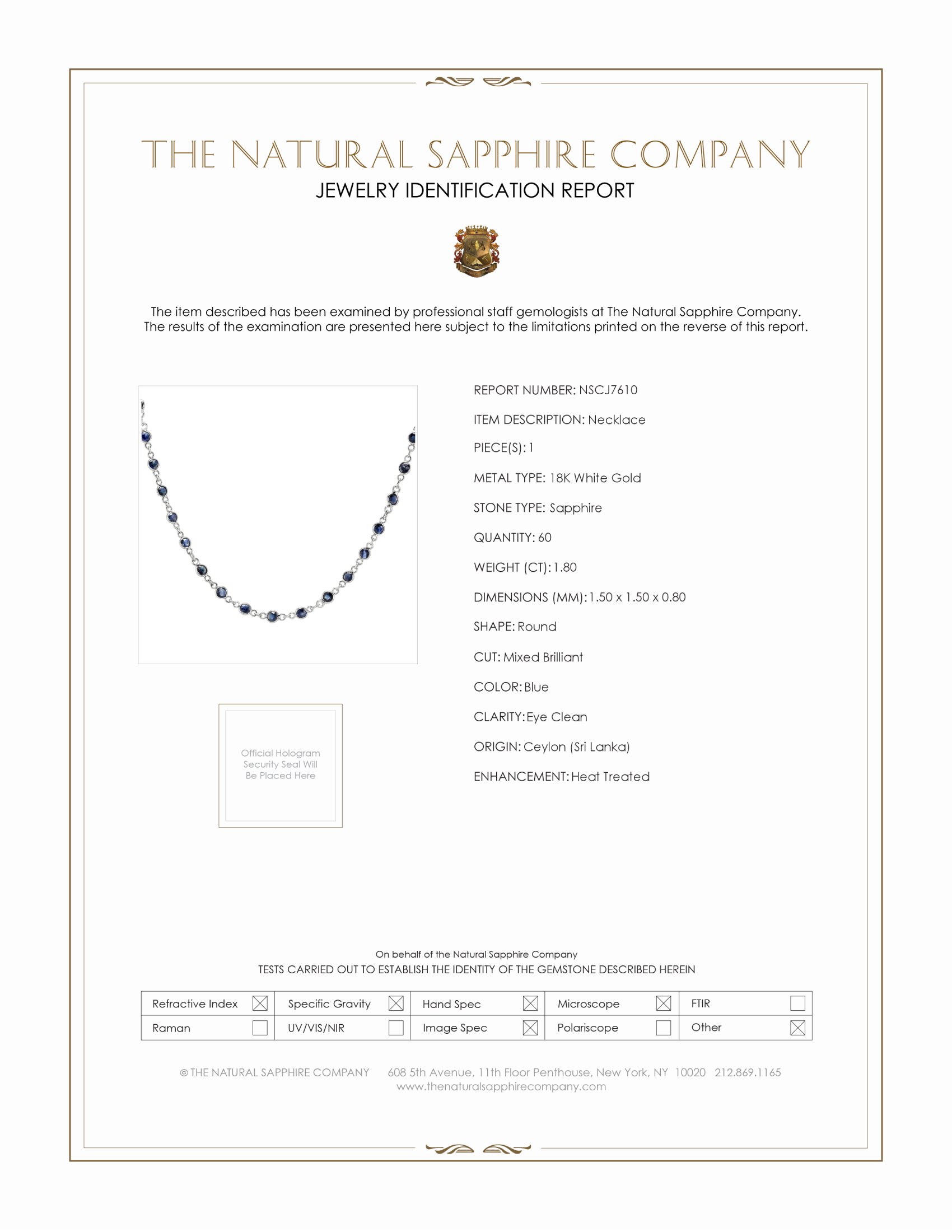 1.80 Ct. Blue Sapphire Accent Stones Necklace, 18K White Gold