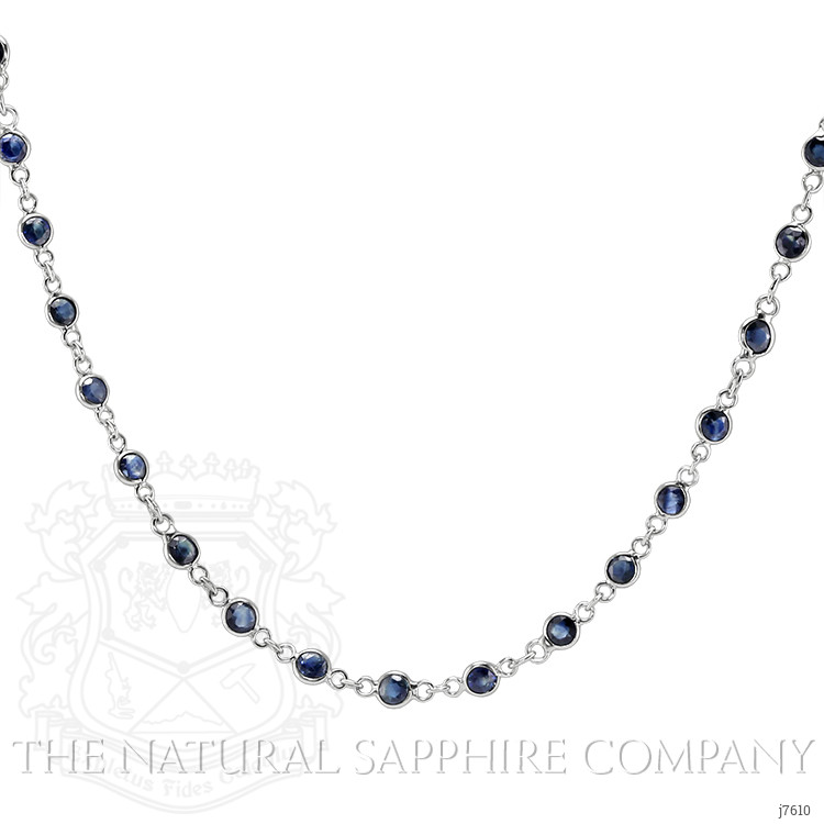 1.80 Ct. Blue Sapphire Accent Stones Necklace, 18K White Gold