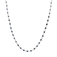 1.80 Ct. Blue Sapphire Accent Stones Necklace, 18K White Gold Image