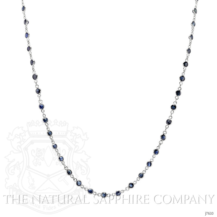 1.80 Ct. Blue Sapphire Accent Stones Necklace, 18K White Gold