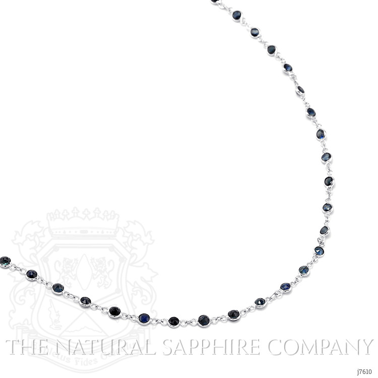 1.80 Ct. Blue Sapphire Accent Stones Necklace, 18K White Gold