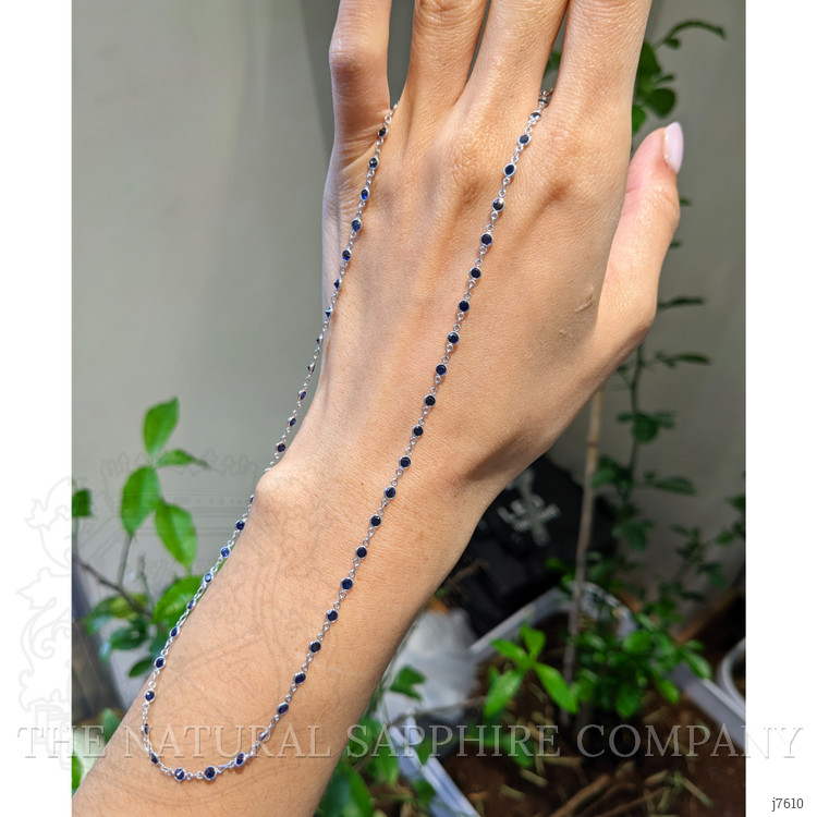 1.80 Ct. Blue Sapphire Accent Stones Necklace, 18K White Gold