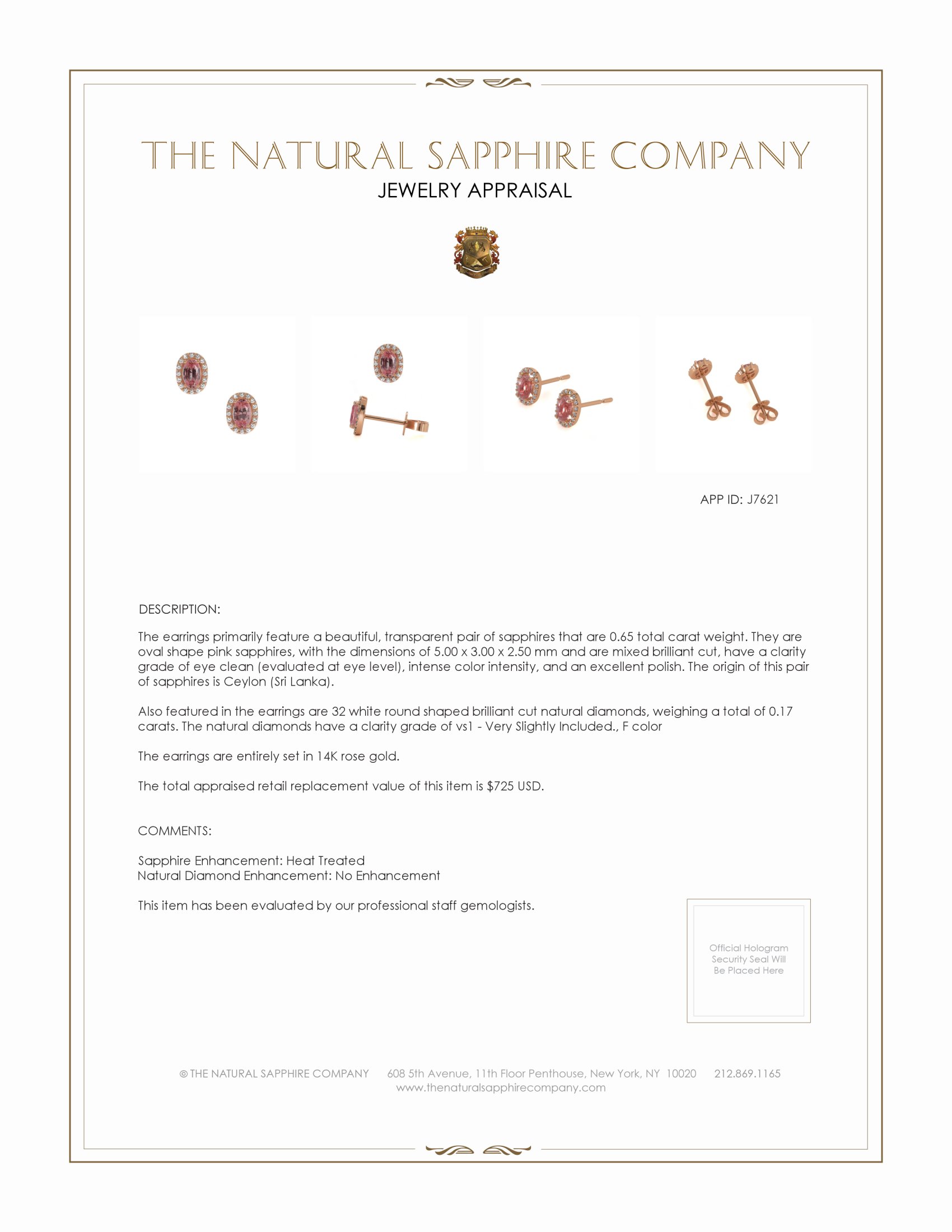 0.65 Ct.Tw. Pink Sapphire and Natural Diamond Pave Earrings, 14K Rose Gold