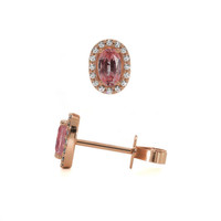 0.65 Ct.Tw.Total Carat Weight Sapphire Natural Diamond Pave Earrings, 14K Rose Gold Image
