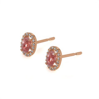 0.65 Ct.Tw.Total Carat Weight Sapphire Natural Diamond Pave Earrings, 14K Rose Gold Image