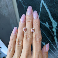 0.65&nbsp;Ct.Tw.Total Carat Weight Pink Sapphire and Natural Diamond Pave Earrings, 14K Rose Gold Life Style