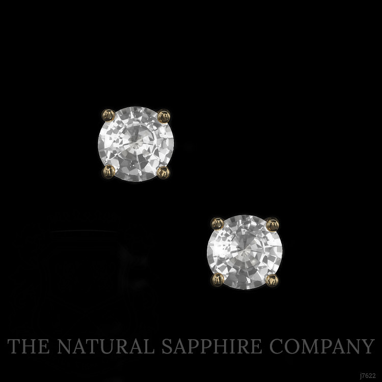 1.30 Ct.Tw. White Sapphire Studs Earrings, 14K Yellow Gold