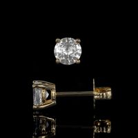 1.30 Ct.Tw.Total Carat Weight White Sapphire Studs Earrings, 14K Yellow Gold Image