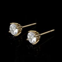 1.30 Ct.Tw.Total Carat Weight White Sapphire Studs Earrings, 14K Yellow Gold Image
