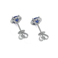 1.00&nbsp;Ct.Tw.Total Carat Weight Blue Sapphire and Natural Diamond Pave Earrings, 18K White Gold Image