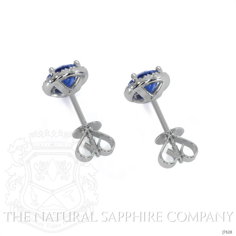 1.00 Ct.Tw. Blue Sapphire and Natural Diamond Pave Earrings, 18K White Gold