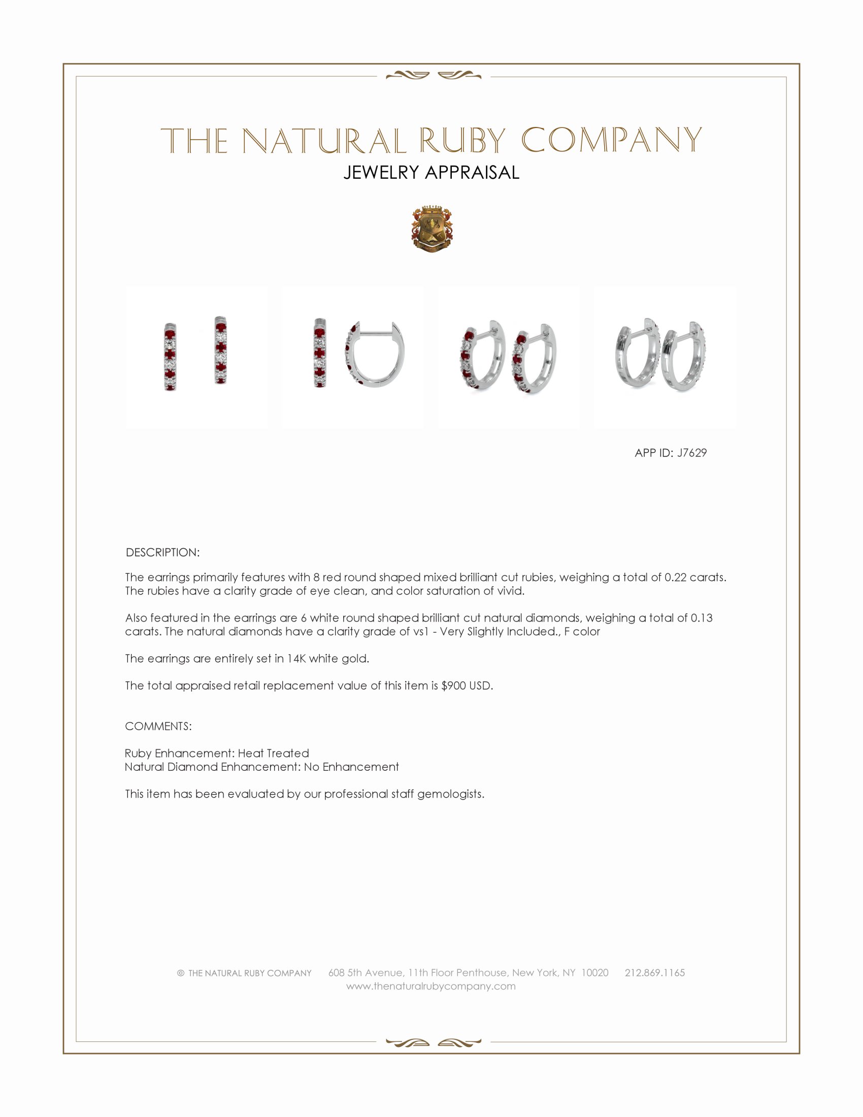 0.22 Ct.Tw. Ruby and Natural Diamond Pave Earrings, 14K White Gold