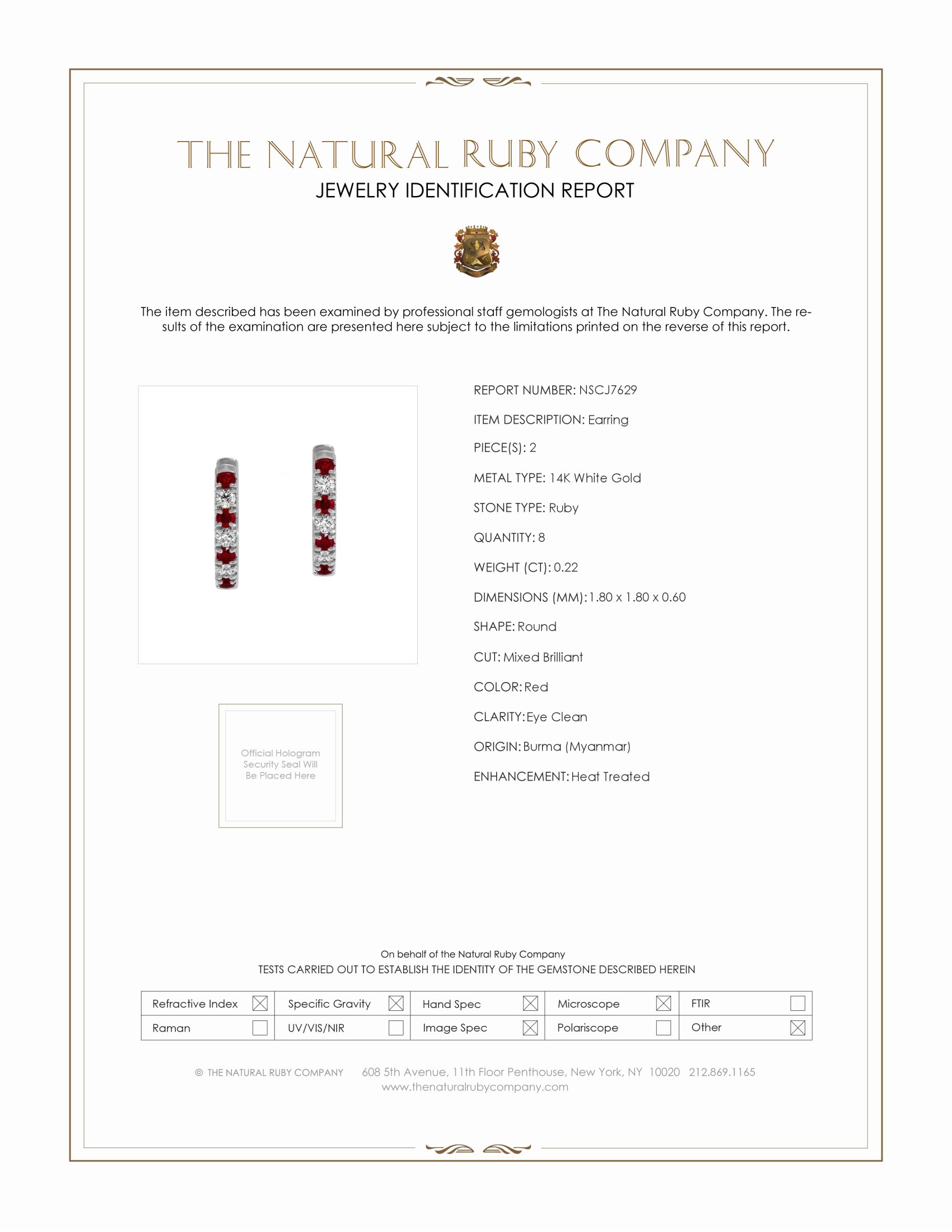 0.22 Ct.Tw. Ruby and Natural Diamond Pave Earrings, 14K White Gold
