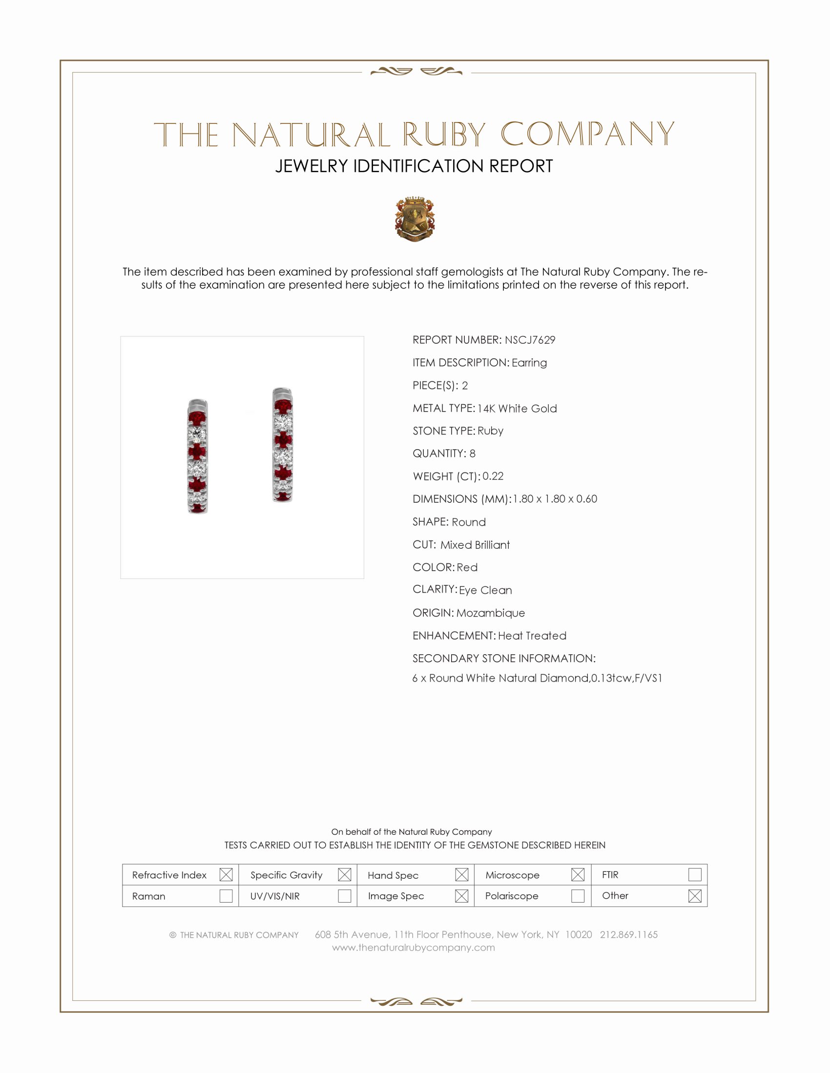 0.22 Ct.Tw. Ruby and Natural Diamond Pave Earrings, 14K White Gold