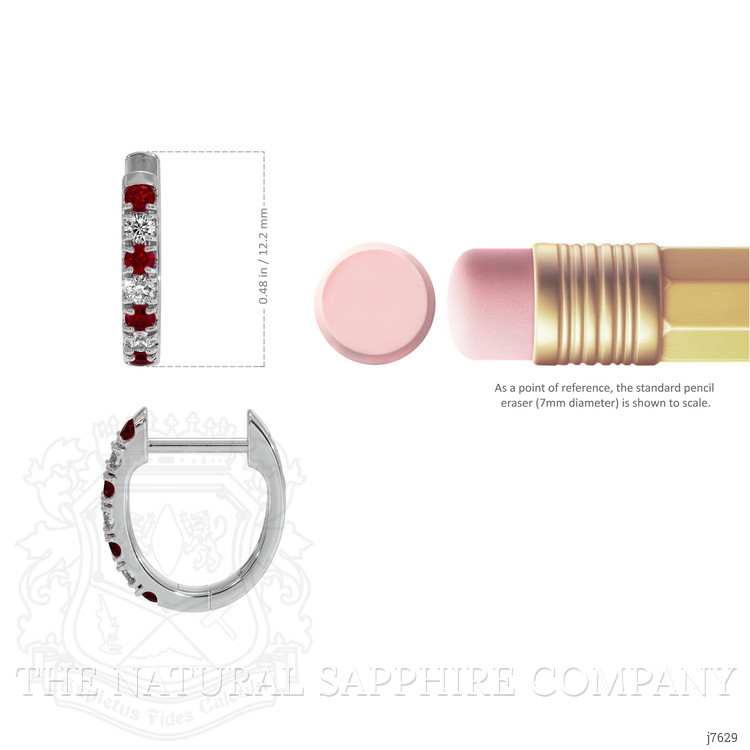 0.22 Ct.Tw. Ruby Natural Diamond Pave Earrings, 14K White Gold