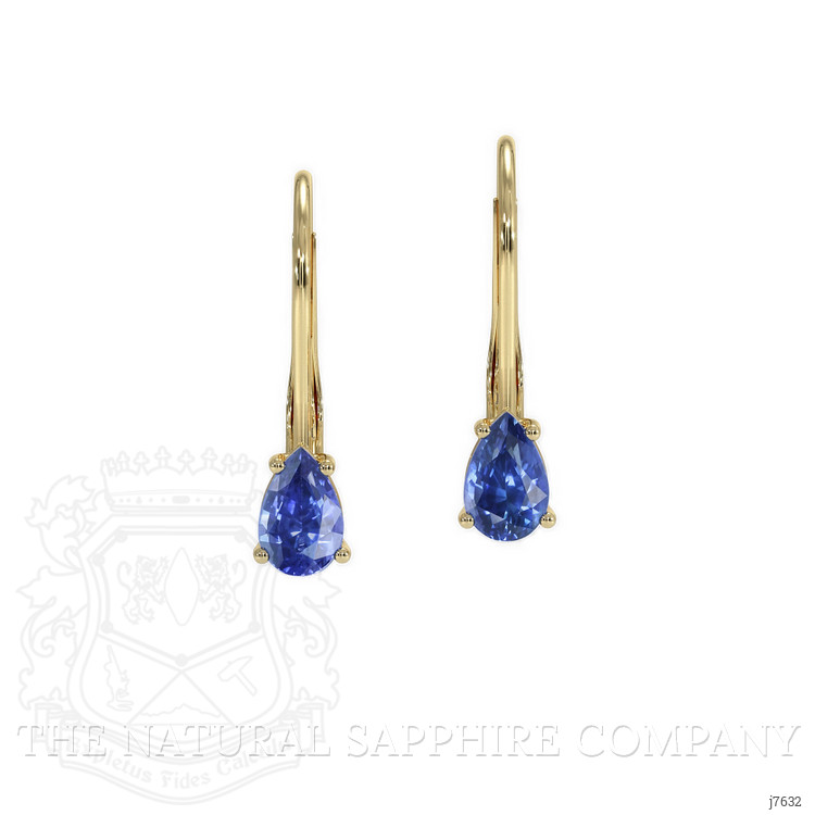 1.00 Ct.Tw. Blue Sapphire Hoops Earrings, 14K Yellow Gold