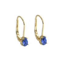 1.00 Ct.Tw. Blue Sapphire Hoops Earrings, 14K Yellow Gold Image