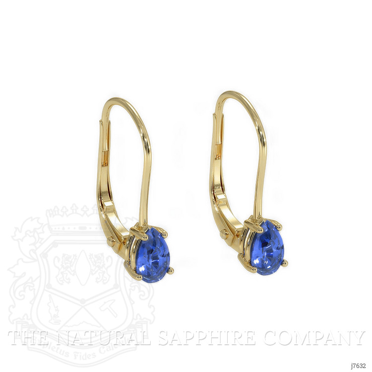 1.00 Ct.Tw. Blue Sapphire Hoops Earrings, 14K Yellow Gold