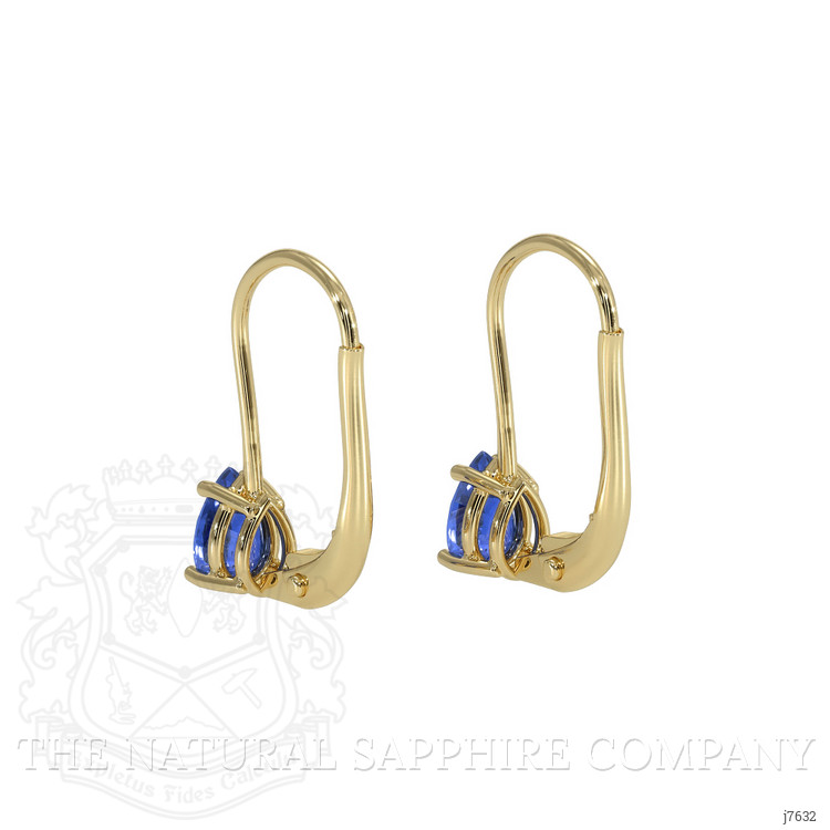 1.00 Ct.Tw. Blue Sapphire Hoops Earrings, 14K Yellow Gold