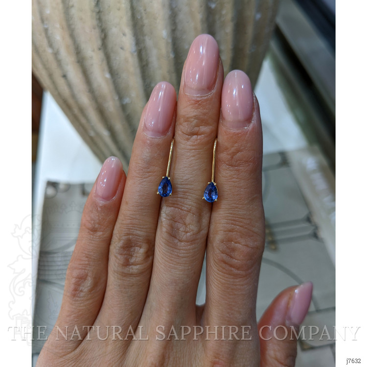 1.00 Ct.Tw. Blue Sapphire Drops Earrings, 14K Yellow Gold