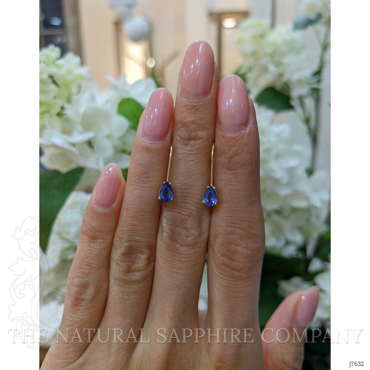 1.00 Ct.Tw. Blue Sapphire Drops Earrings, 14K Yellow Gold
