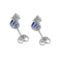 1.00 Ct.Tw. Blue Sapphire and Natural Diamond Accent Stones Earrings, 14K White Gold Image