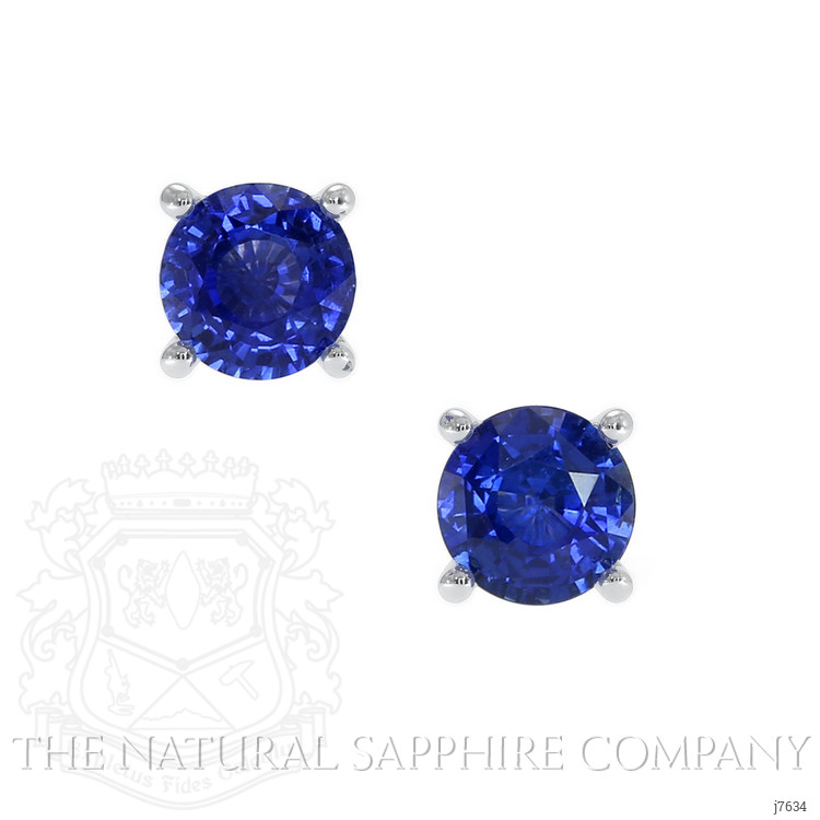 1.75 Ct.Tw. Blue Sapphire Studs Earrings, 14K White Gold