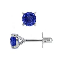 1.75 Ct.Tw.Total Carat Weight Blue Sapphire Studs Earrings, 14K White Gold Image