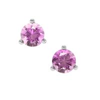 0.65 Ct.Tw. Pink Sapphire Studs Earrings, 14K White Gold Video