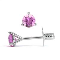 0.65 Ct.Tw. Pink Sapphire Studs Earrings, 14K White Gold Image