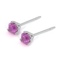 0.65 Ct.Tw. Pink Sapphire Studs Earrings, 14K White Gold Image