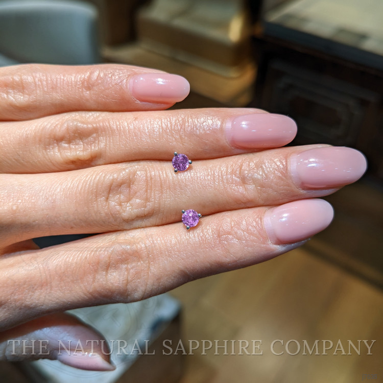 0.65 Ct.Tw. Pink Sapphire Studs Earrings, 14K White Gold