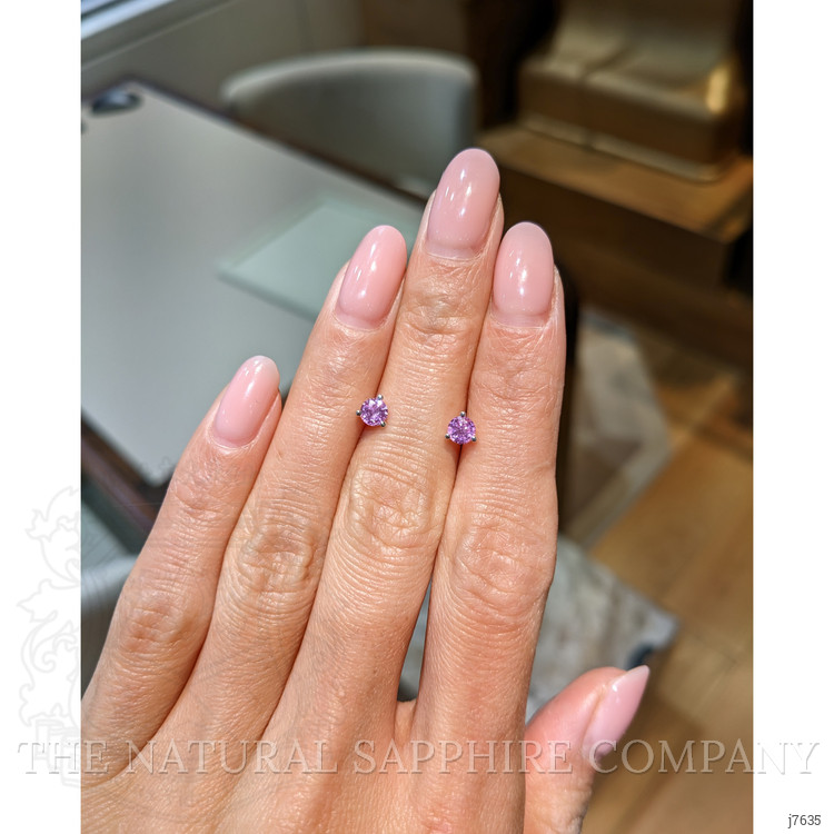 0.65 Ct.Tw. Pink Sapphire Studs Earrings, 14K White Gold