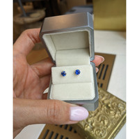 0.90&nbsp;Ct.Tw.Total Carat Weight Blue Sapphire Studs Earrings, 14K White Gold Life Style