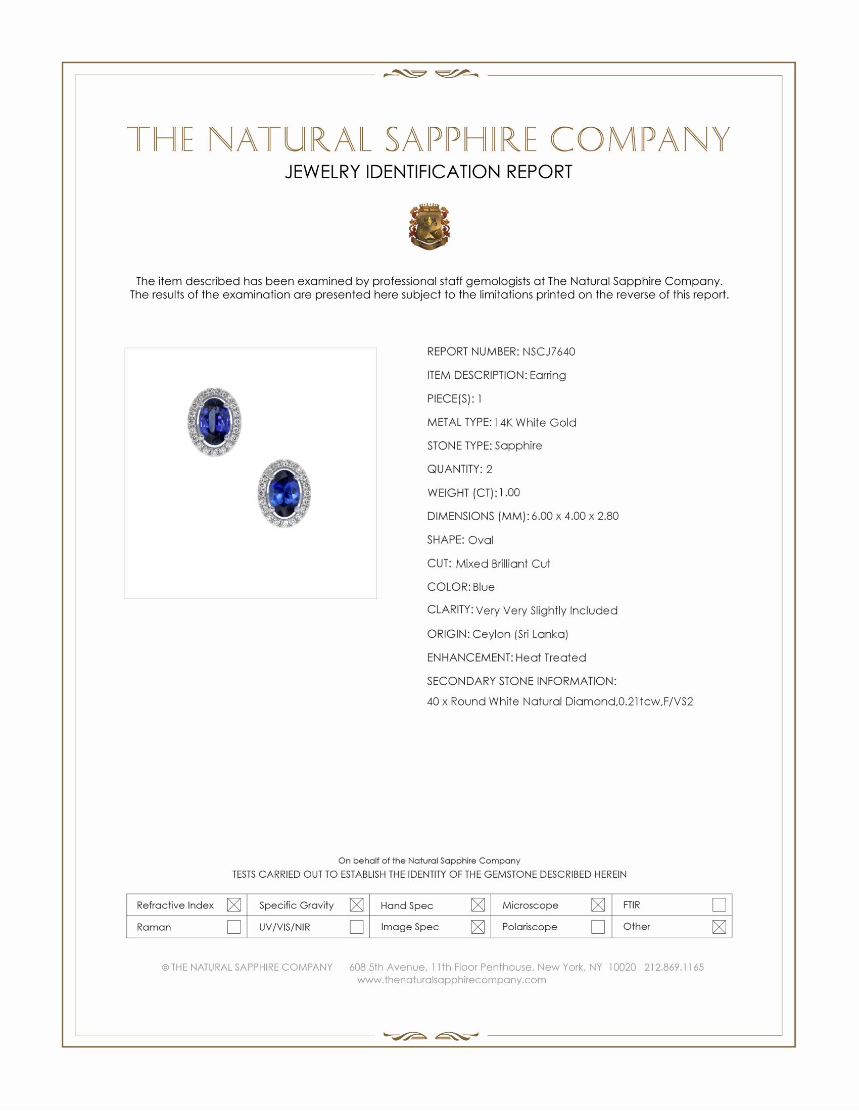 1.00 Ct.Tw. Blue Sapphire and Natural Diamond Studs Earrings, 14K White Gold