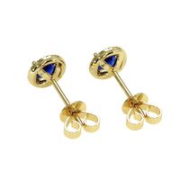 0.75 Ct.Tw. Blue Sapphire and Natural Diamond Pave Earrings, 14K Yellow Gold Image