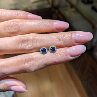 0.75&nbsp;Ct.Tw.Total Carat Weight Blue Sapphire and Natural Diamond Pave Earrings, 14K Yellow Gold Life Style