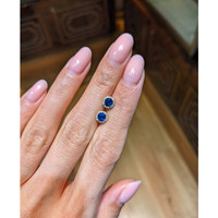 0.75&nbsp;Ct.Tw.Total Carat Weight Blue Sapphire and Natural Diamond Pave Earrings, 14K Yellow Gold Life Style