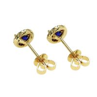 0.75 Ct.Tw. Blue Sapphire and Natural Diamond Pave Earrings, 18K Yellow Gold Image